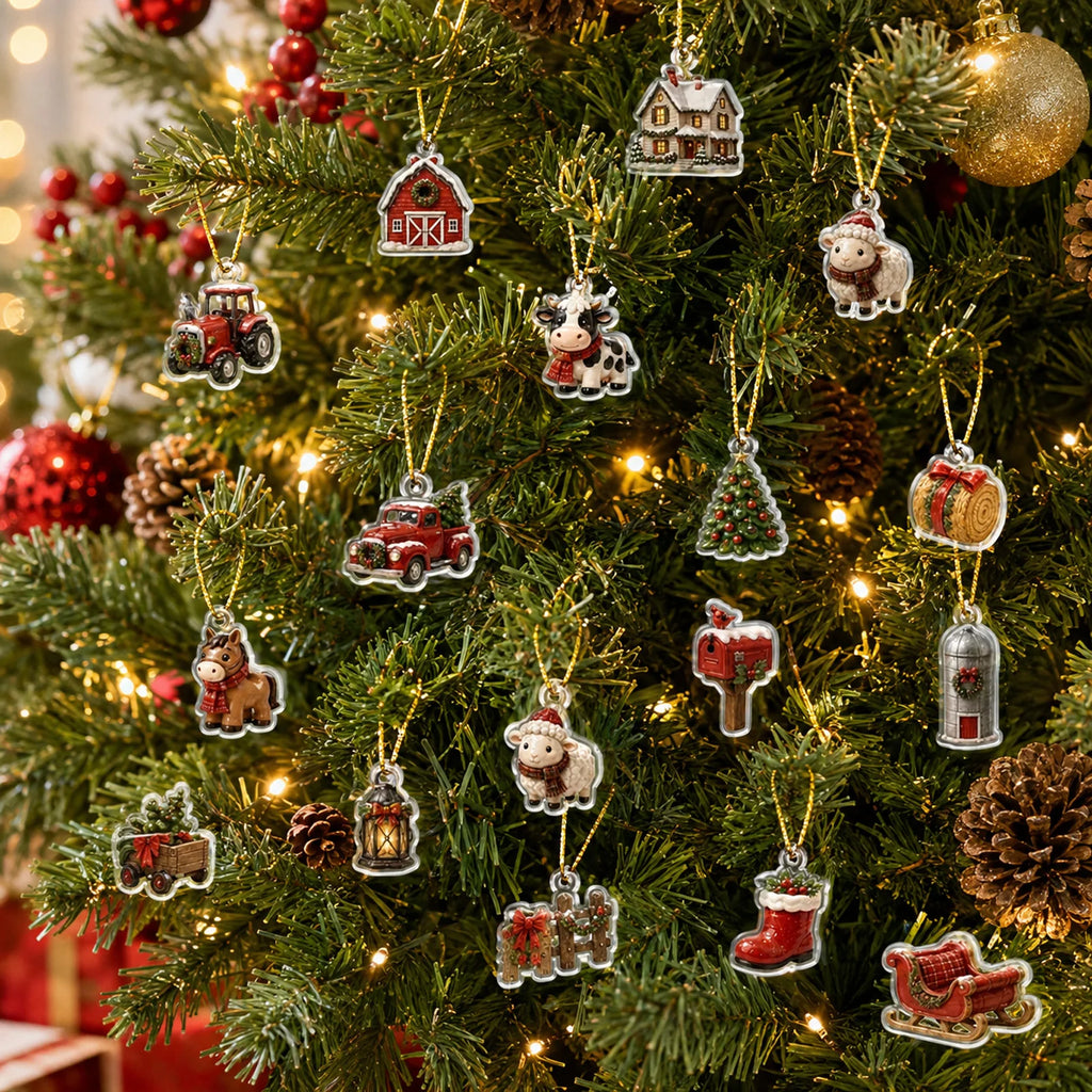 Christmas Barn Advent Calendar 2026 – 24-Day Countdown with Acrylic Ornaments