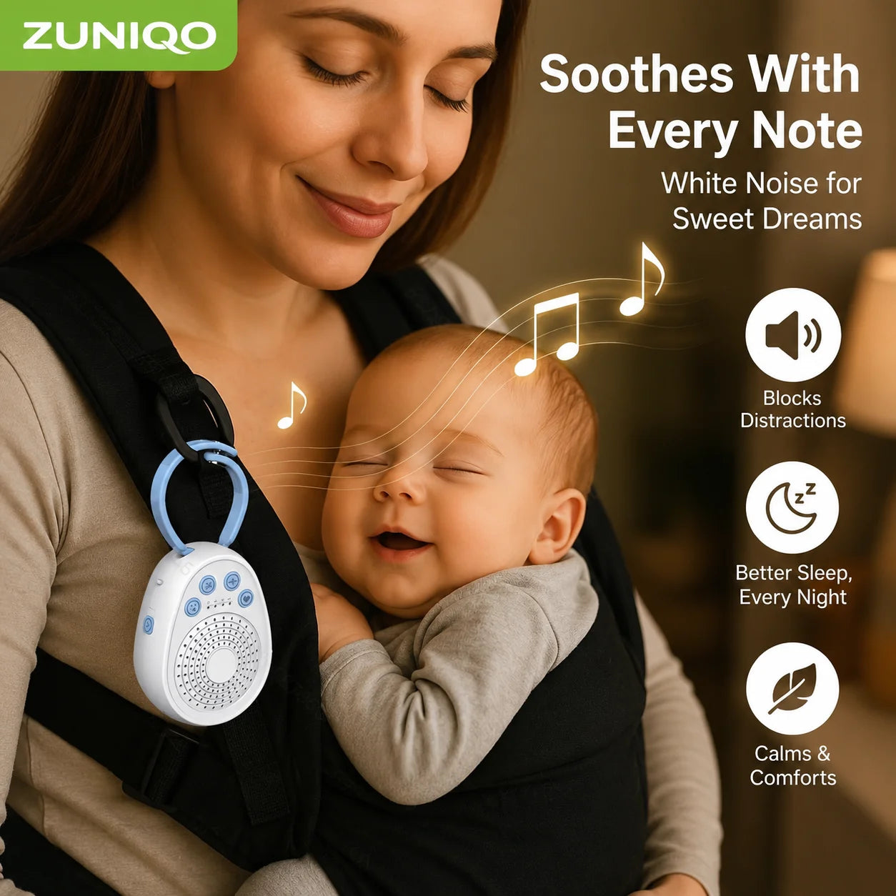 Portable Baby White Noise Machine – 20 Soothing Sounds for Sleep & Travel