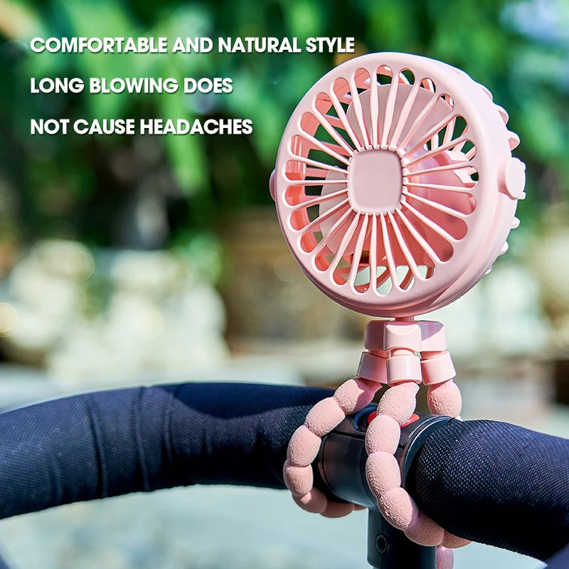 Portable Baby Stroller Fan – Rechargeable Clip-On Fan with Flexible Tripod