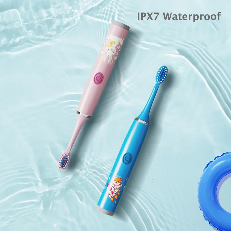 Kids Sonic Electric Toothbrush – Rechargeable IPX7 Waterproof with Replacement Brush Heads
