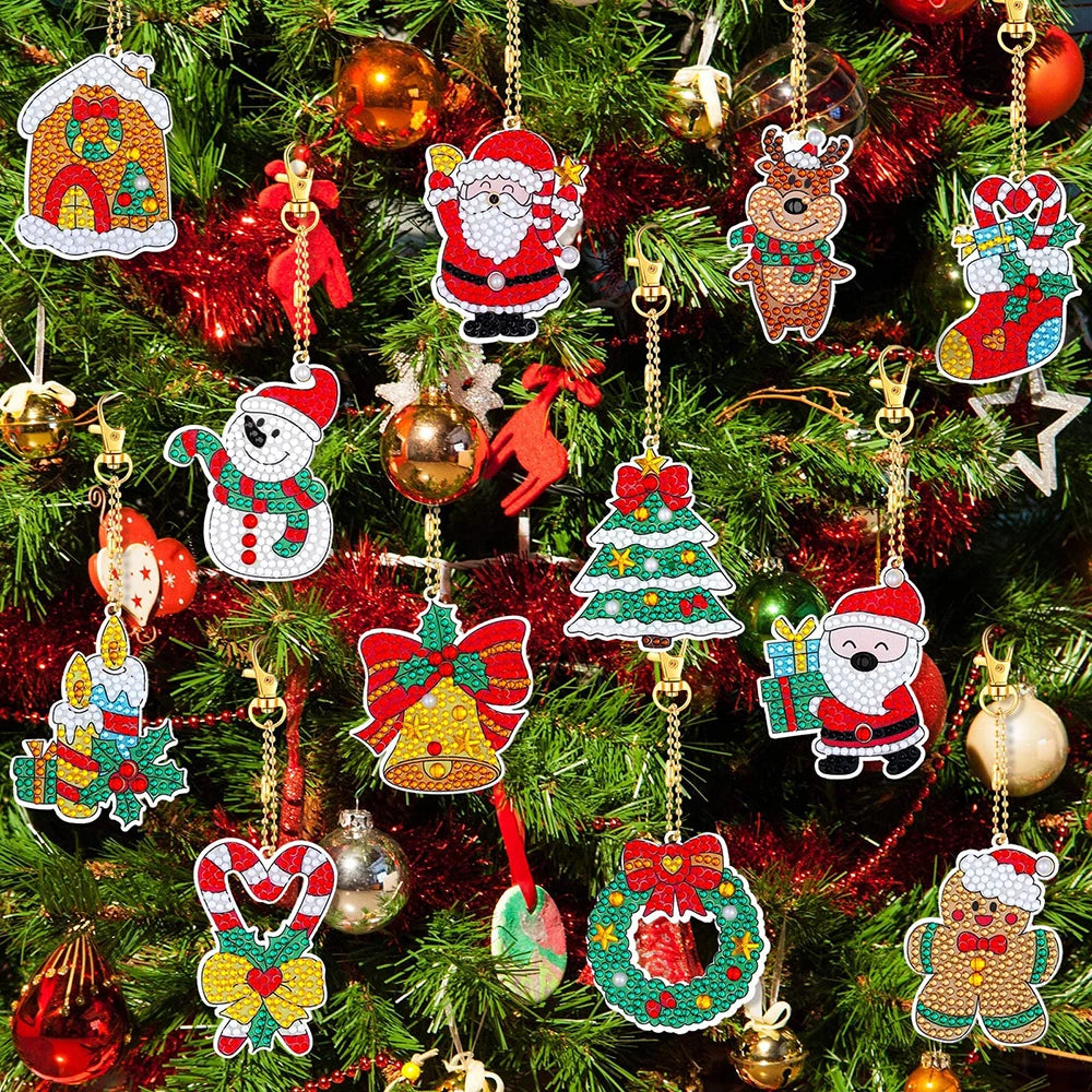 5D DIY Diamond Painting Keychain Kits – Christmas & Colorful Designs
