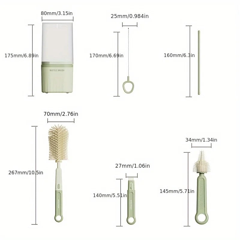 Baby Bottle Cleaning Brush & Drying Rack Set