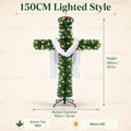 Pre-Lit Cross-Shaped Christmas Tree with Warm LED Lights – 5FT/6FT