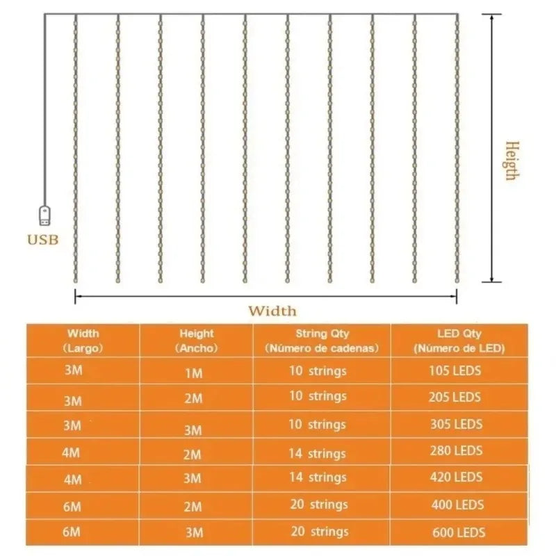 LED Curtain String Lights with Remote – Christmas & Bedroom Fairy Lights