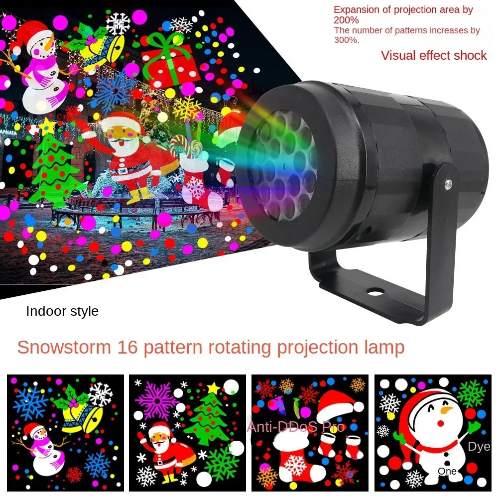 16-Pattern Rotating Christmas LED Projector Light – Indoor & Outdoor Holiday Decor