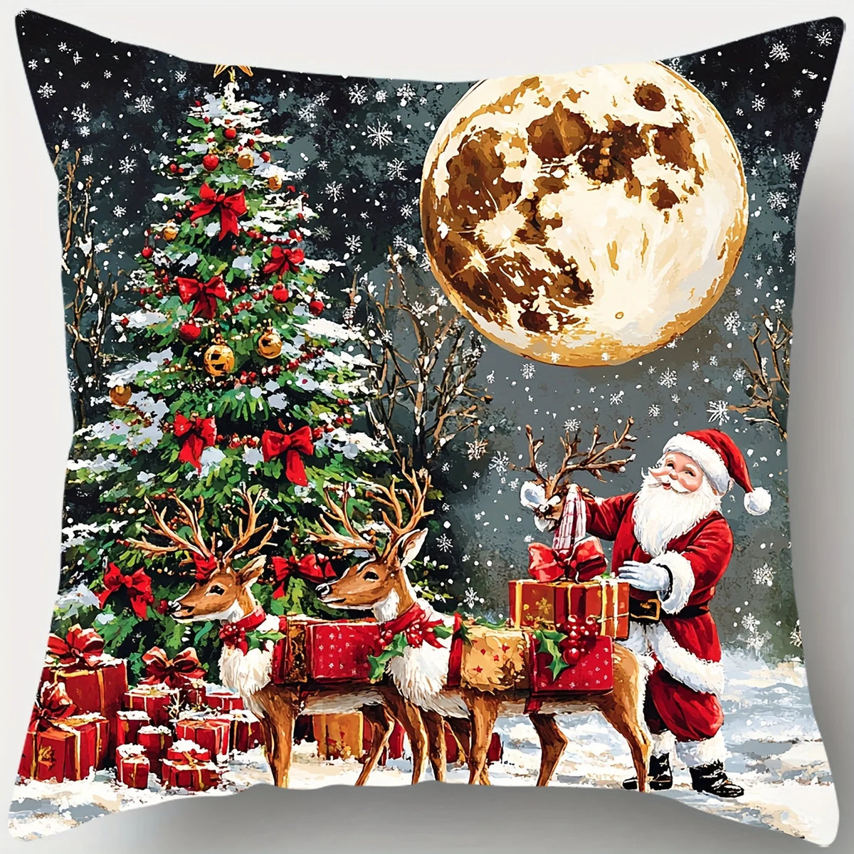 4-Pack Christmas Pillow Covers – Snowman & Reindeer Holiday Decor