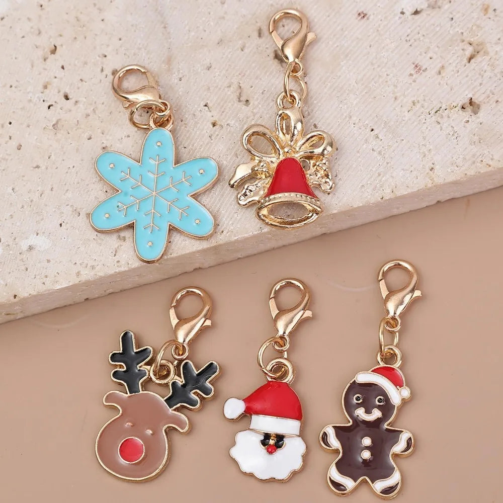 Christmas Alloy Charm Set – Santa, Snowman & Holiday Pendants