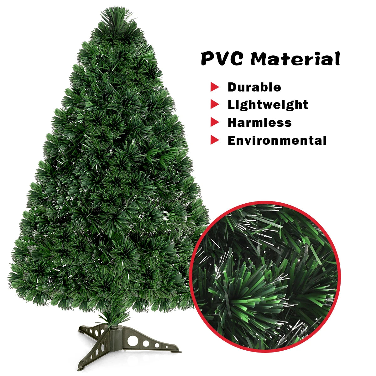3FT Pre-Lit Fiber Optic Artificial Christmas Tree with Multicolor LED Lights