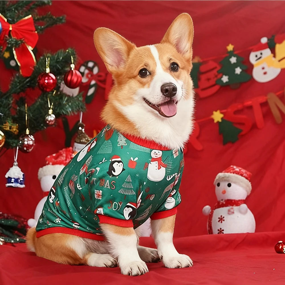Warm Christmas Dog Pajamas – Cozy Winter Holiday Outfit for Small & Medium Dogs
