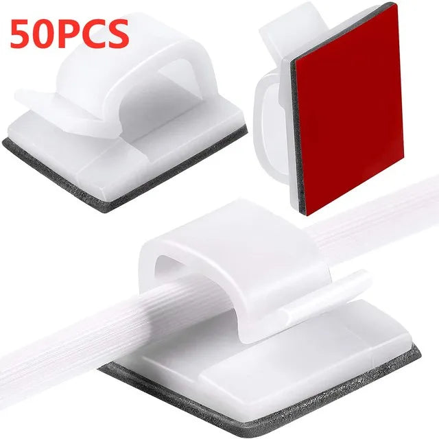 Self-Adhesive Cable Clips – Strong Cord Organizer for Home, Office & Car