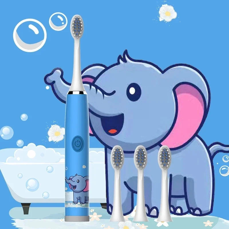 Kids Sonic Electric Toothbrush – Rechargeable IPX7 Waterproof with Replacement Brush Heads
