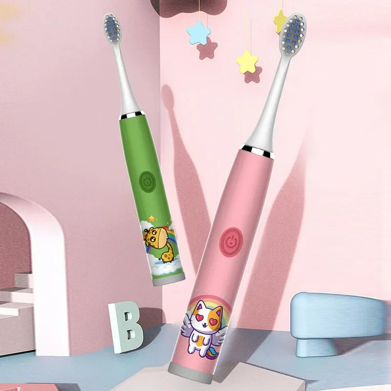 Kids Sonic Electric Toothbrush – Rechargeable IPX7 Waterproof with Replacement Brush Heads