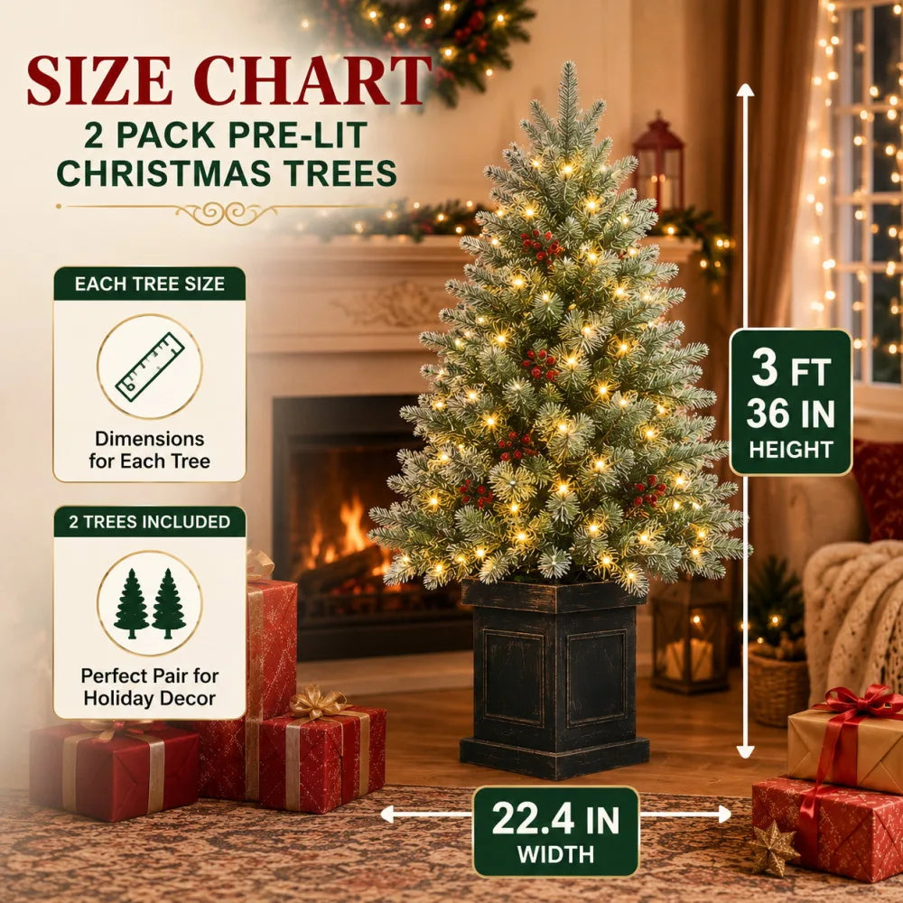 3FT Pre-Lit Snow Flocked Artificial Christmas Tree with 78 LED Lights & Timer