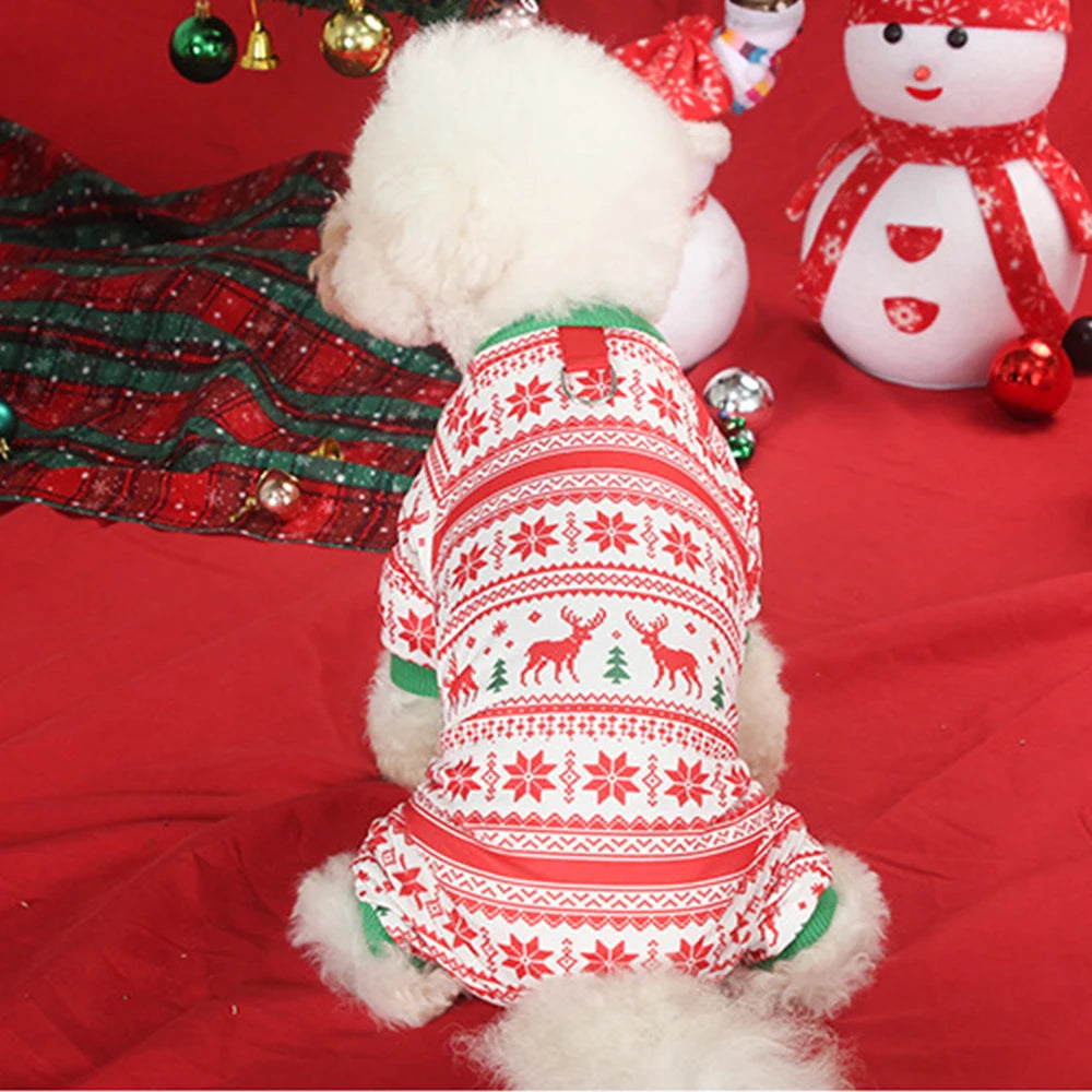 Warm Christmas Dog Pajamas – Cozy Winter Holiday Outfit for Small & Medium Dogs