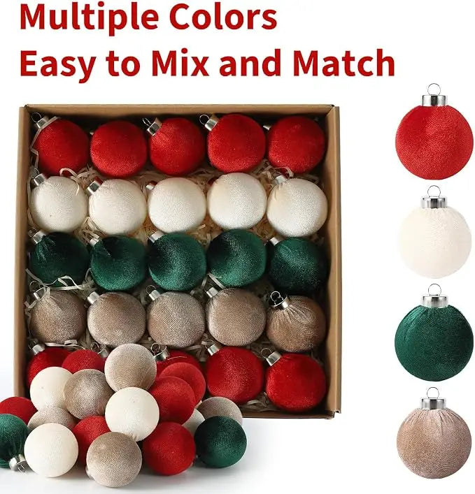 25-Pack Velvet Christmas Ball Ornaments – 6cm Shatterproof Tree Decorations