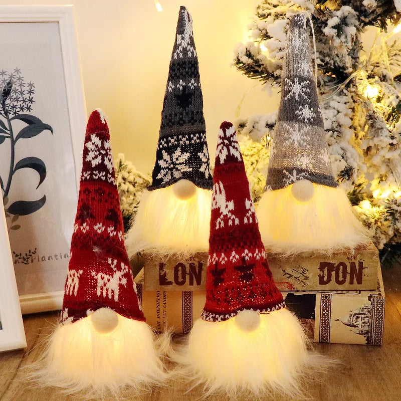 LED Light-Up Christmas Gnome – 20/30cm Faceless Plush Elf Holiday Decoration